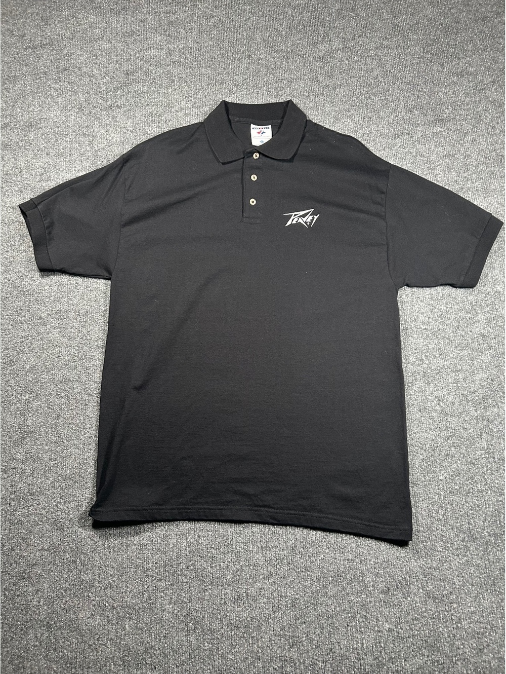 Jerzees Heavyweight Cotton Black Polo Shirt with Peavey Logo - Size Large